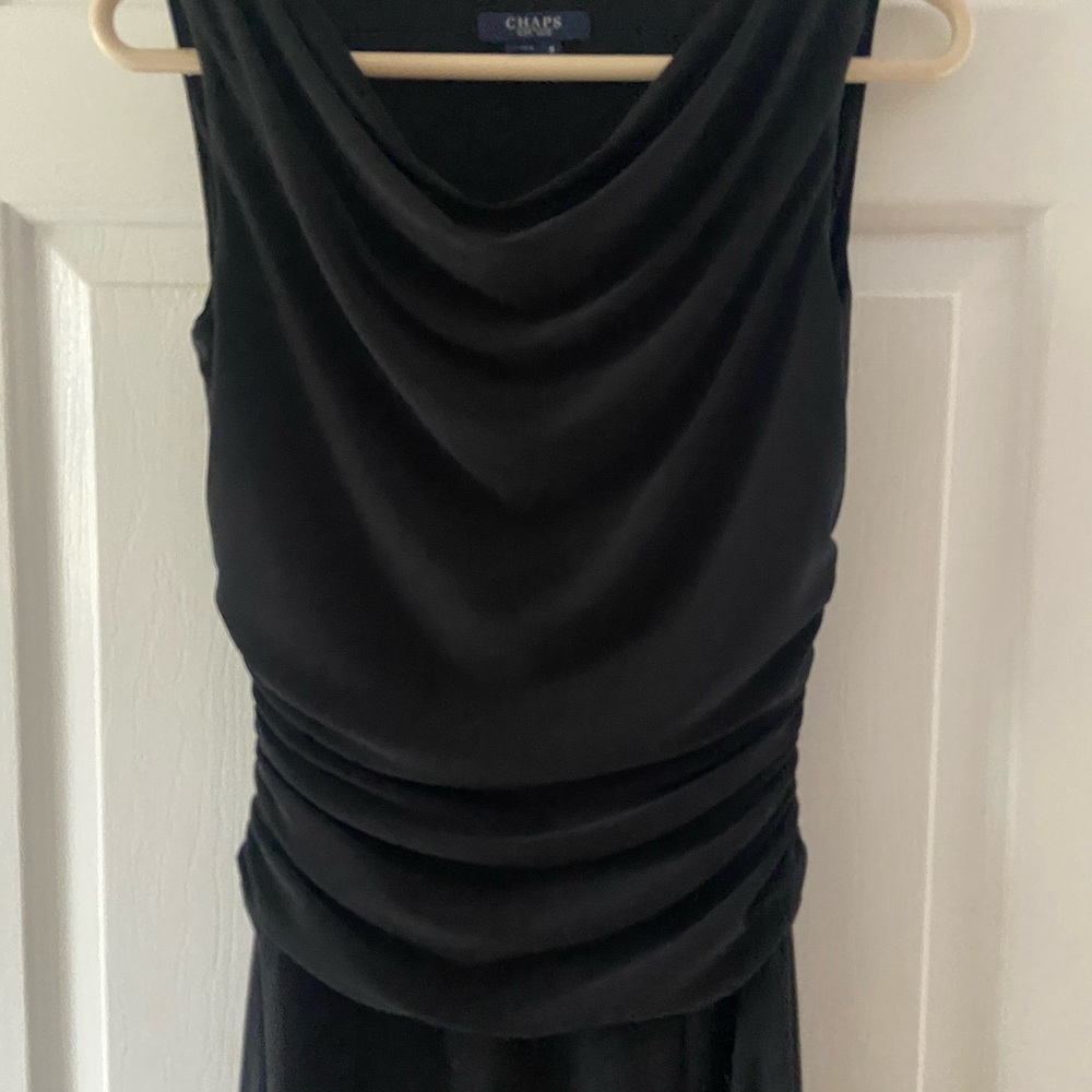 CHAPS Ralph Lauren 4 ~ drape/cowl neck, ruched waist, Jersey, figure flattering!